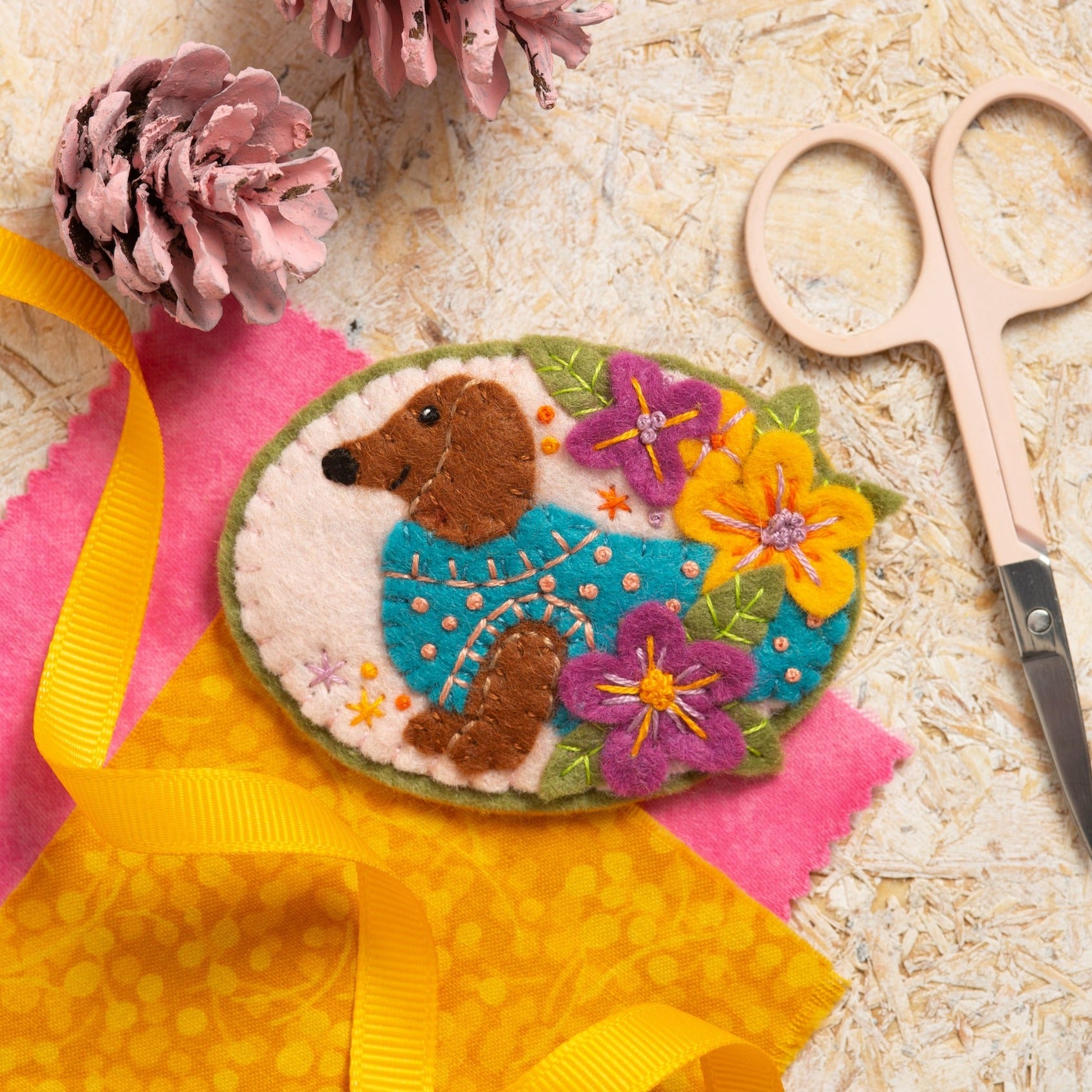 Corinne Lapierre Limited Folk Embroidered Dog Felt Craft Mini Kit -  Antiquaria