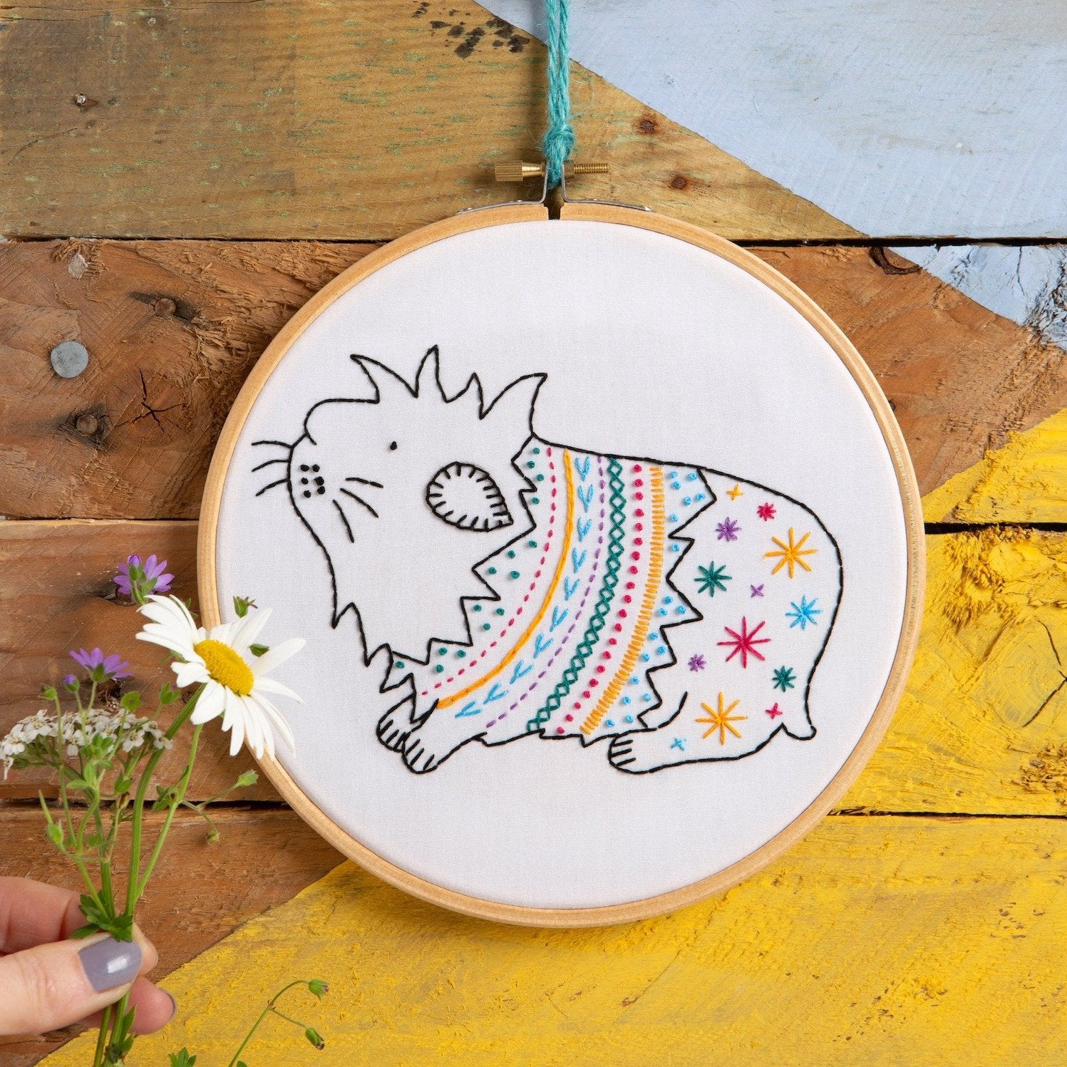 Hedgehog embroidery kit for beginners